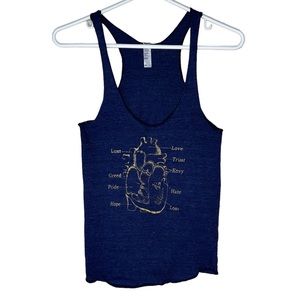 Womens Graphic Print Blue Tank Top XS